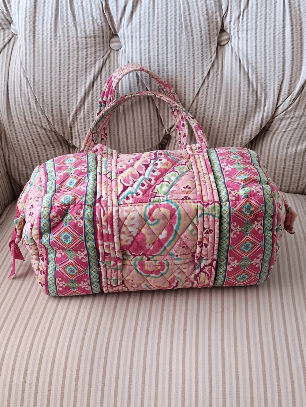 Quilted Floral Pink Capri Melon Shoulder Bag - Picture 7 of 10